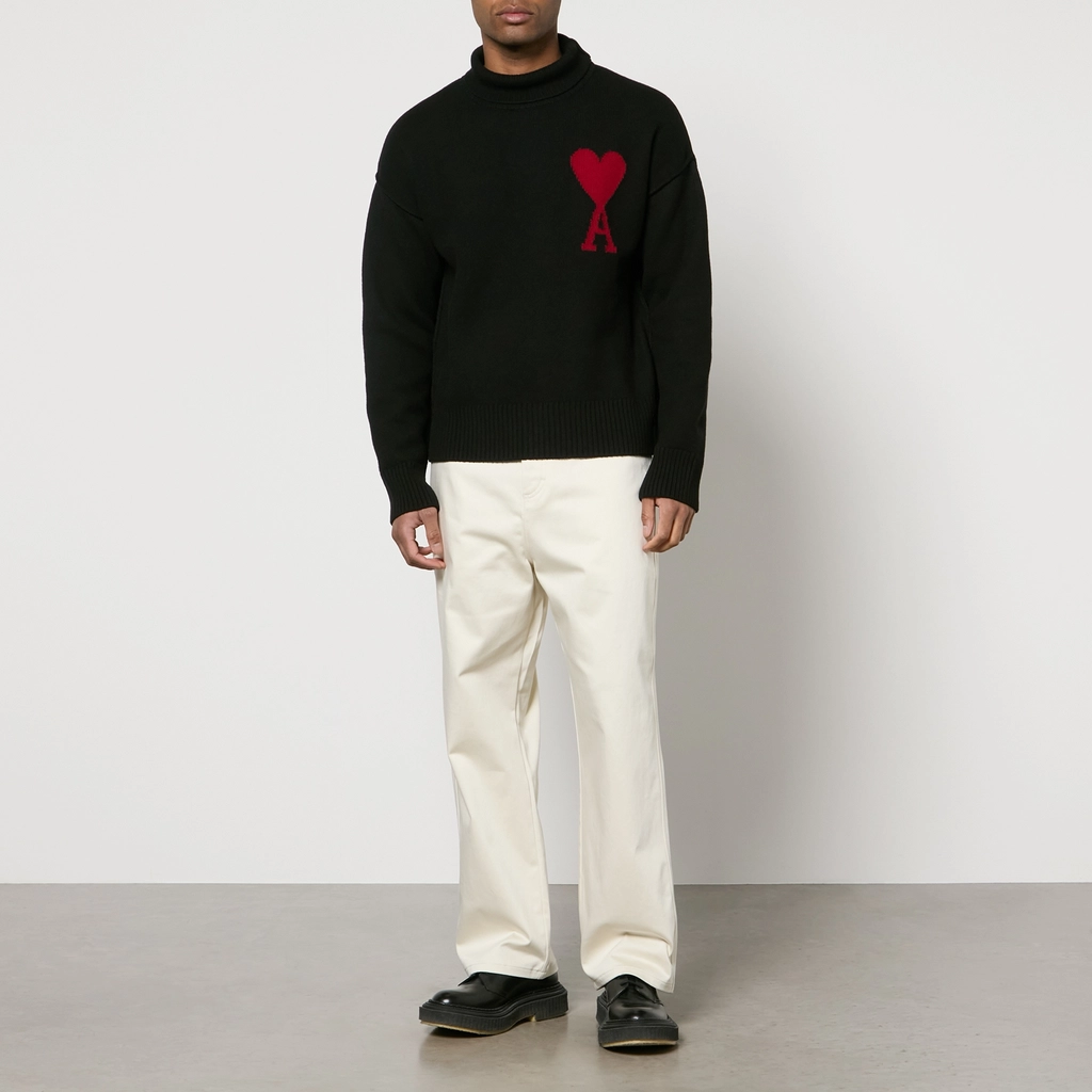AMI Paris De Coeur Roll Neck Wool Jumper - XL